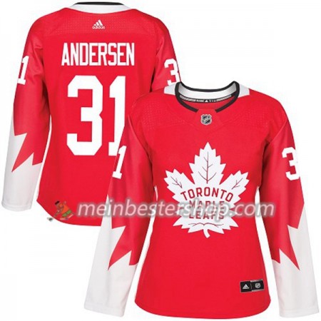 Toronto Maple Leafs Frederik Andersen 31 Adidas 2017-2018 Rot Alternate Trikot Authentic - Dame